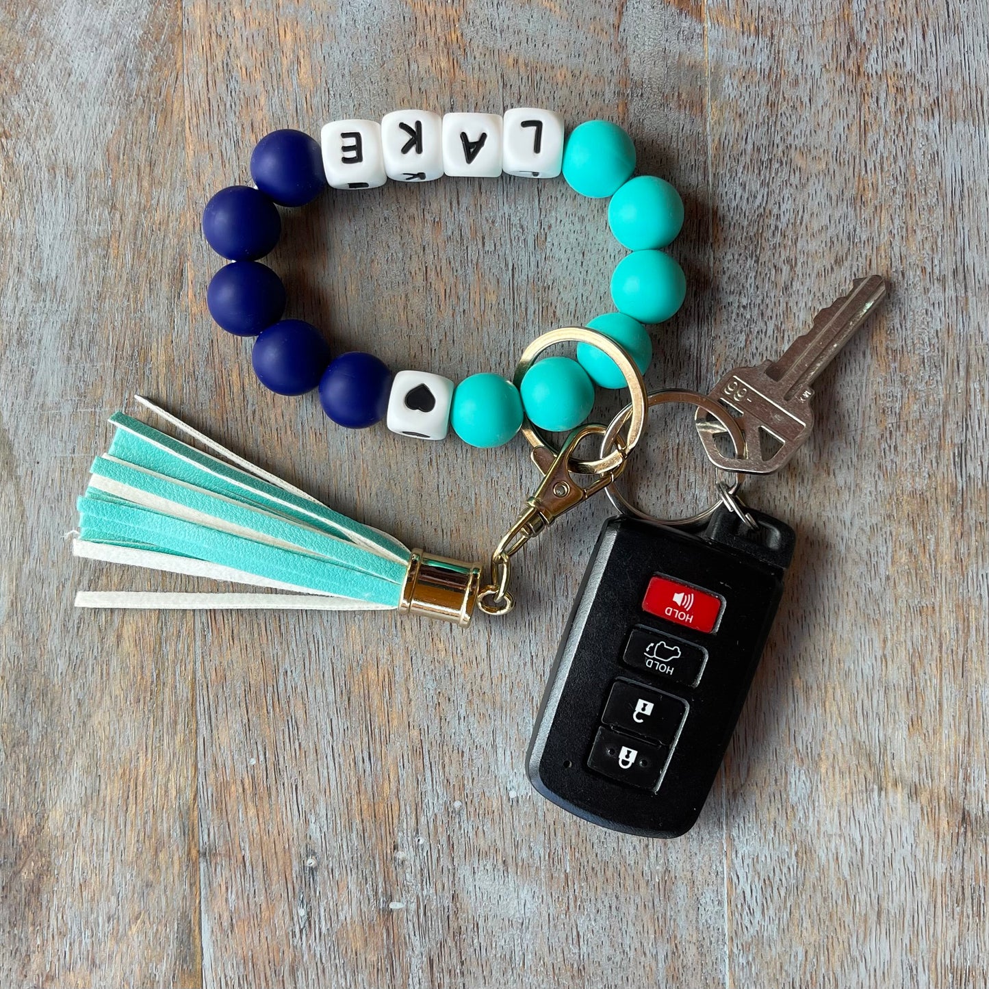 Silicone Bracelet Keychain Wristlet - Lake