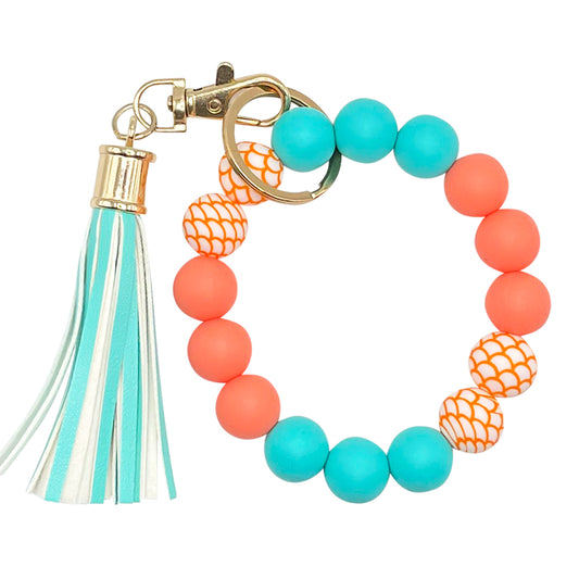 Silicone Bracelet Keychain Wristlet - Sea Coral