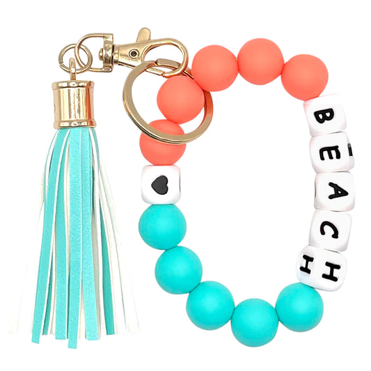 Silicone Bracelet Keychain Wristlet - Beach