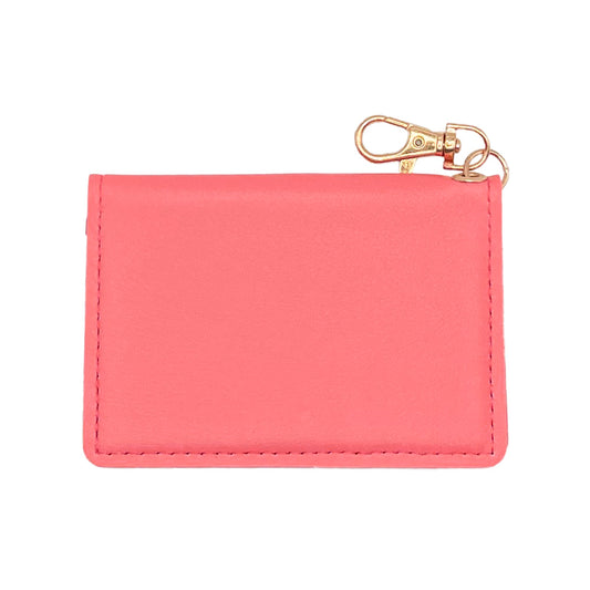 Slim ID Wallet Keychain for Women - Coral