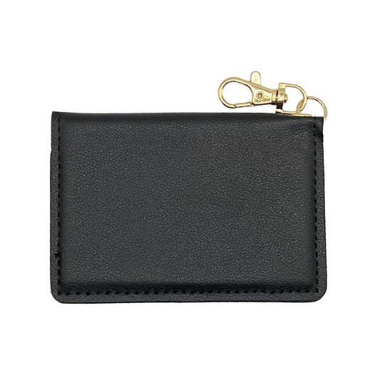 Slim ID Wallet Keychain for Women - Black