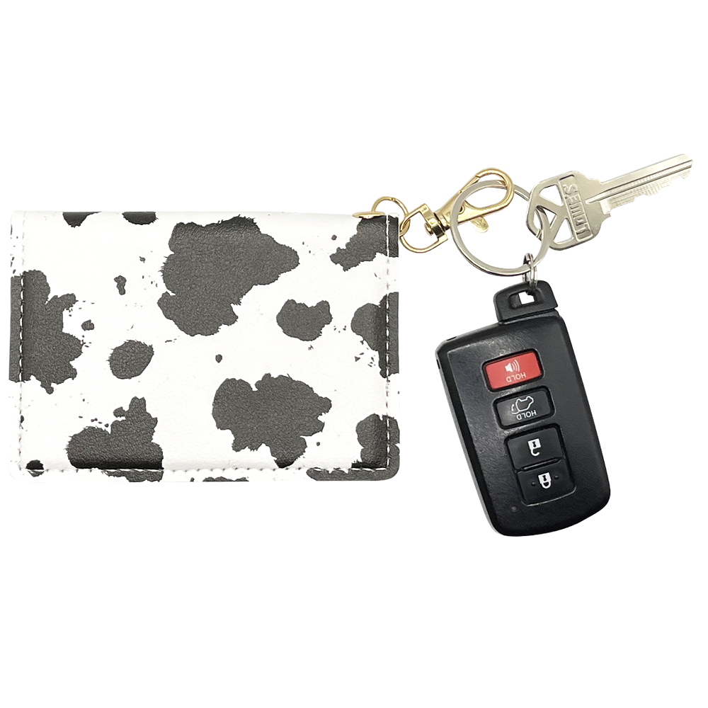 Slim ID Wallet Keychain for Women - Cow