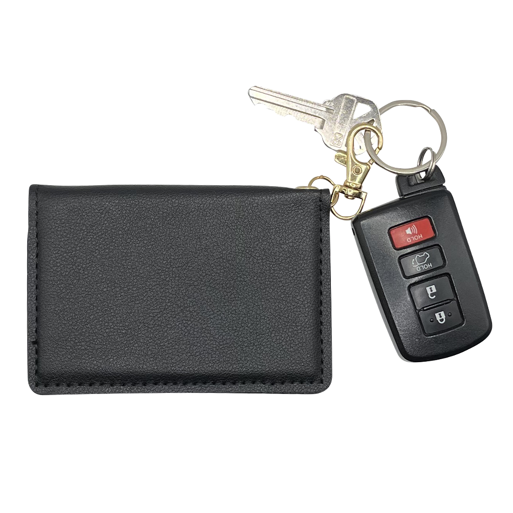 Slim ID Wallet Keychain for Women - Black