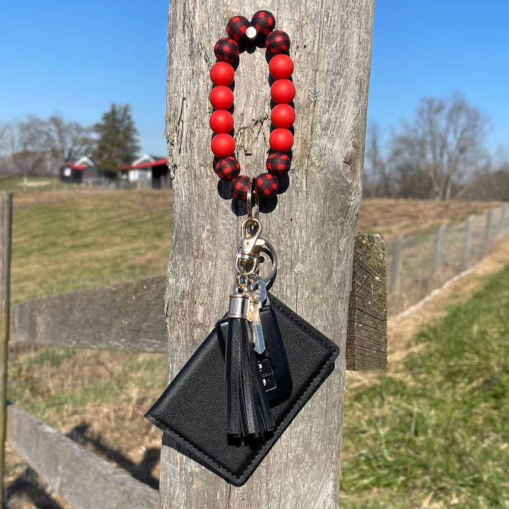 ID Wallet and Bracelet Keychain Set - Buffalo Plaid