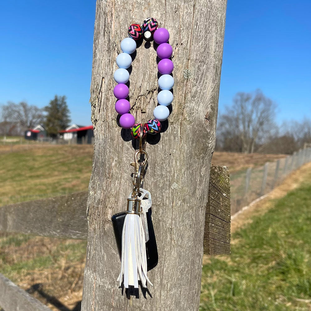 Silicone Bracelet Keychain Wristlet - Purple Zest