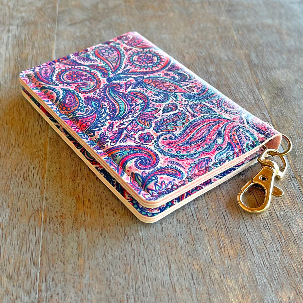 Slim ID Wallet Keychain for Women - Paisley