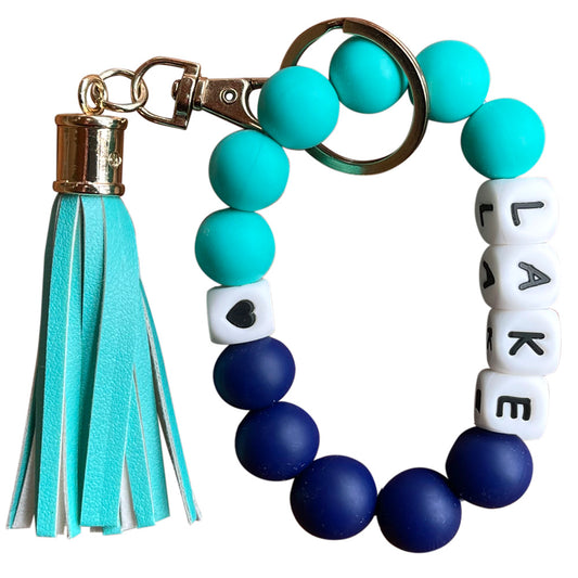 Silicone Bracelet Keychain Wristlet - Lake