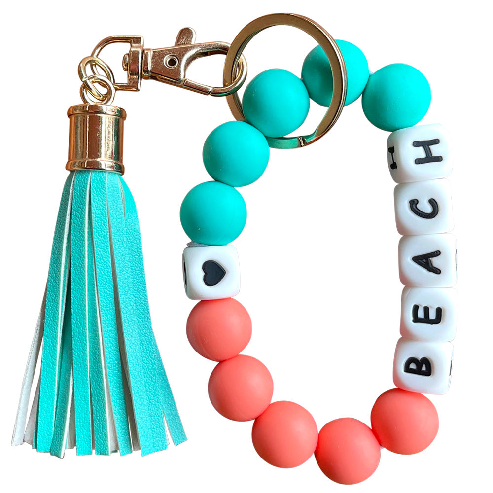 Silicone Bracelet Keychain Wristlet - Beach