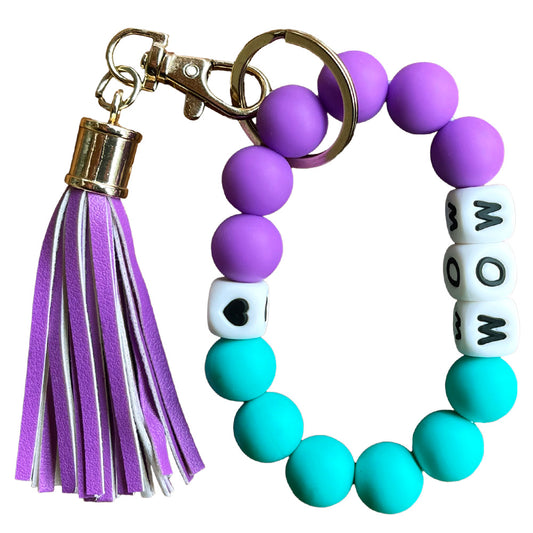 Silicone Bracelet Keychain Wristlet - Mom