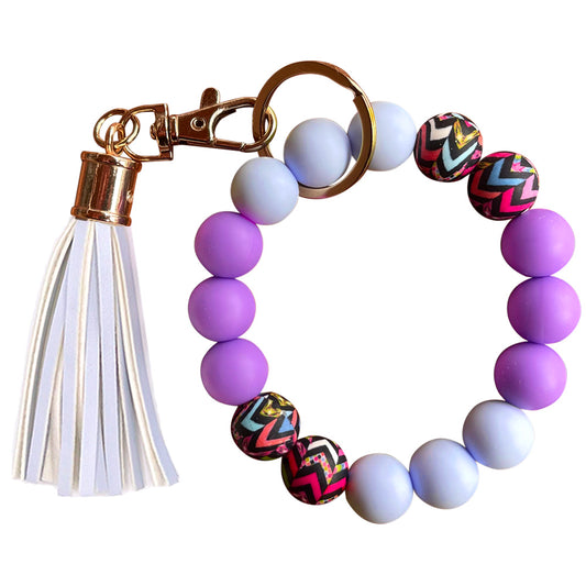 Silicone Bracelet Keychain Wristlet - Purple Zest