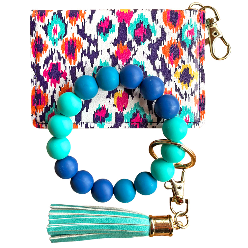 ID Wallet and Bracelet Keychain Set - Aztec and Ocean