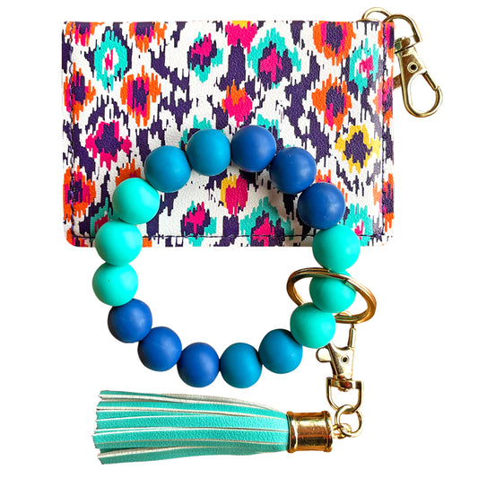 ID Wallet and Bracelet Keychain Set - Aztec and Ocean