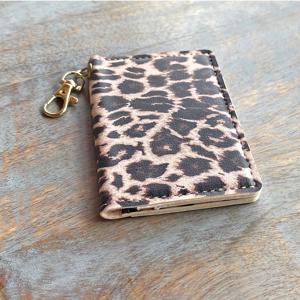 Slim ID Wallet Keychain for Women - Leopard