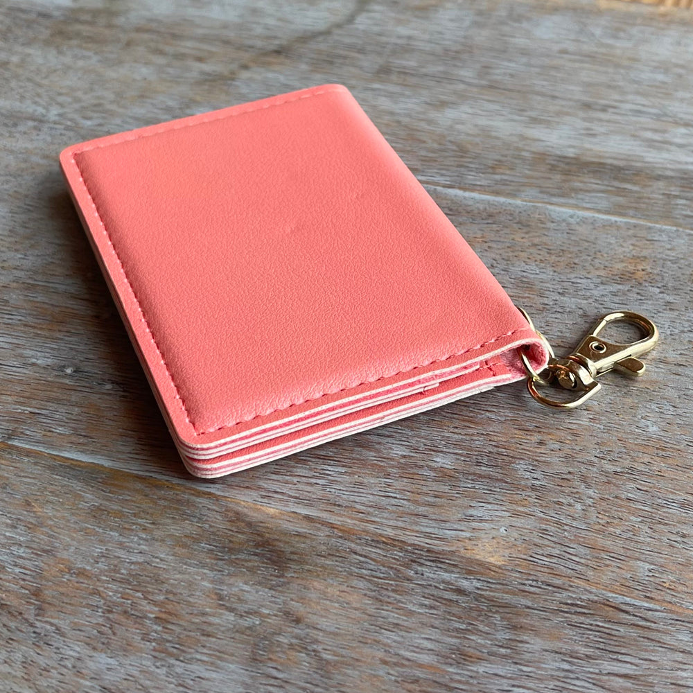 Slim ID Wallet Keychain for Women - Coral