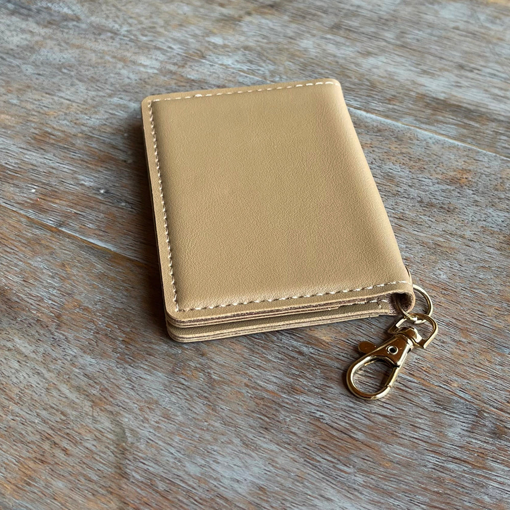 Slim ID Wallet Keychain for Women - Taupe