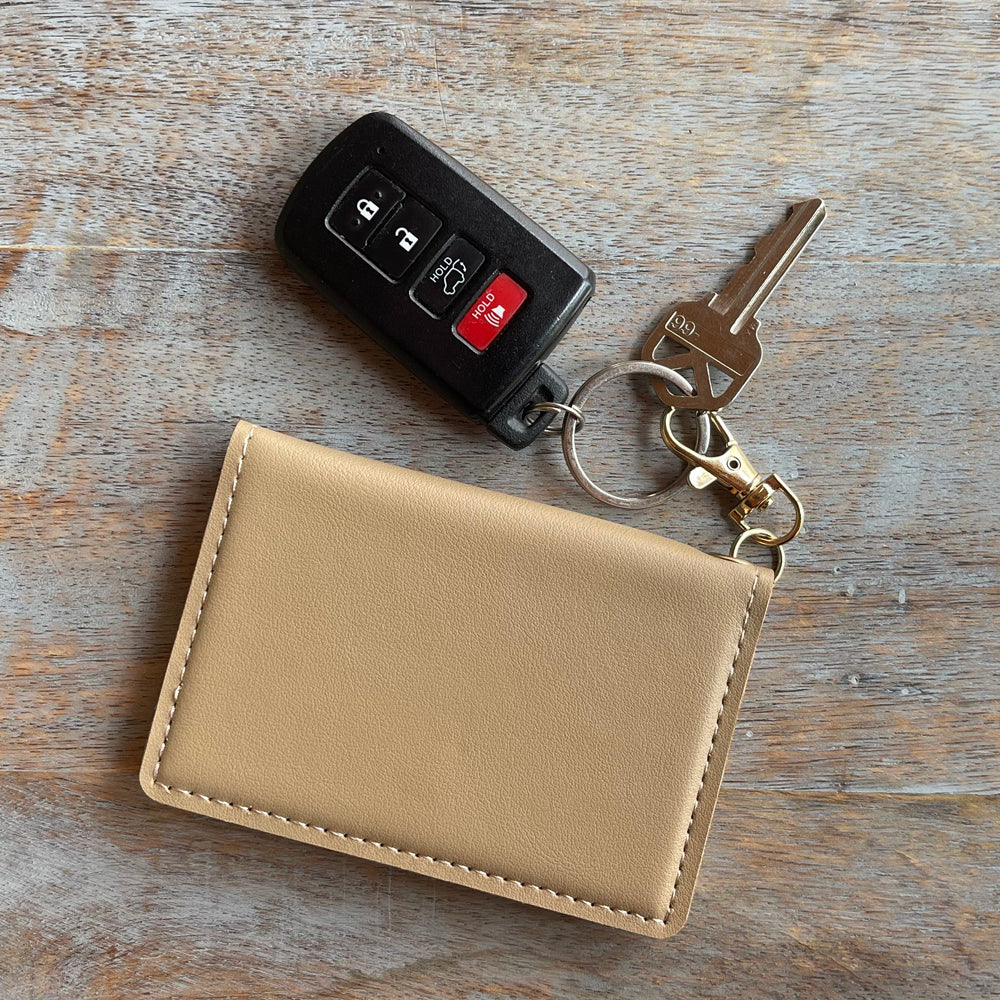 Slim ID Wallet Keychain for Women - Taupe