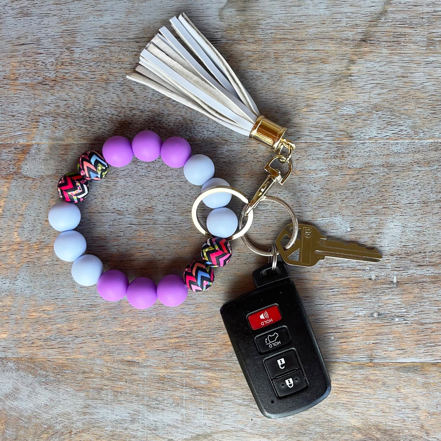 Silicone Bracelet Keychain Wristlet - Purple Zest