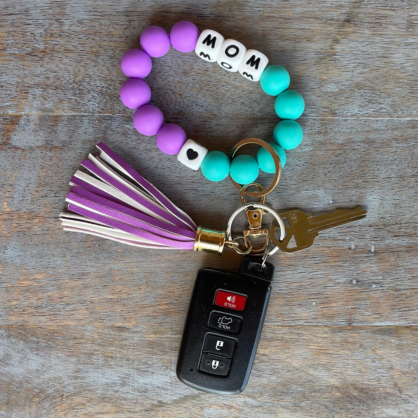 Silicone Bracelet Keychain Wristlet - Mom