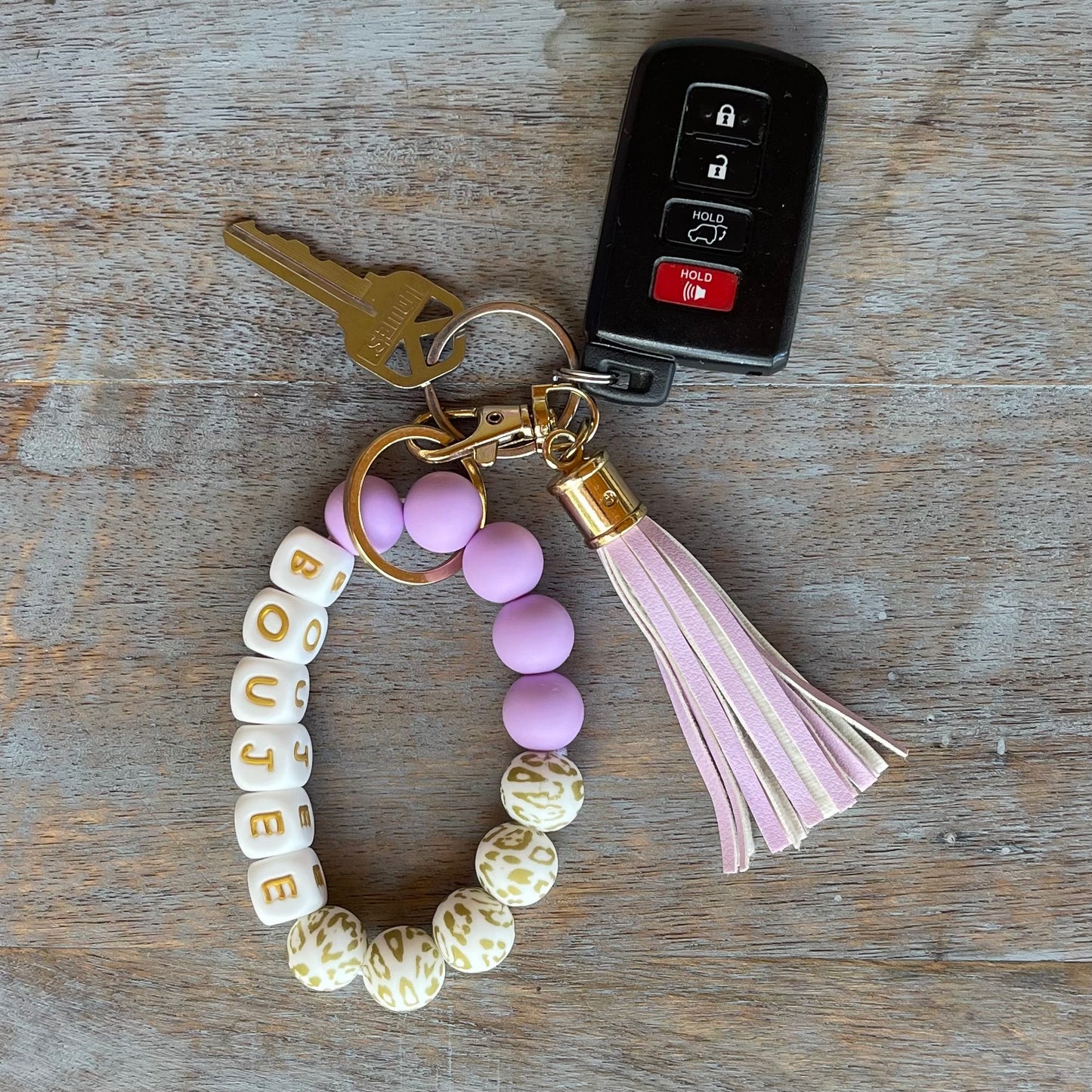 Silicone Bracelet Keychain Wristlet - Boujee