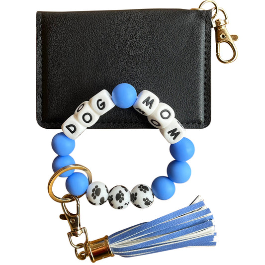 ID Wallet and Bracelet Keychain Set - Dog Mom