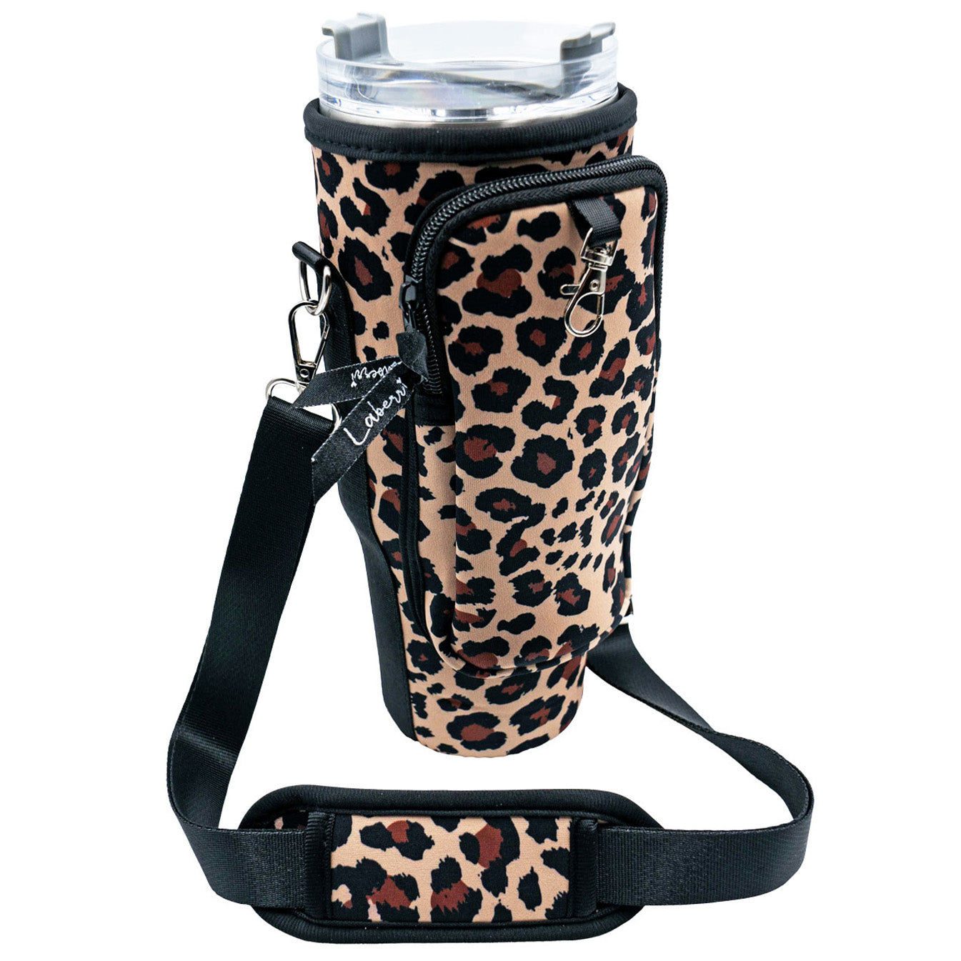 Crossbody 40 oz Tumbler" Handle" Bag - Leopard