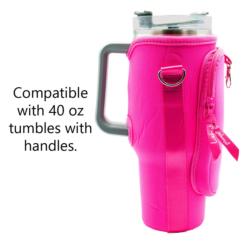 Crossbody 40 oz Tumbler" Handle" Bag - Hot Pink