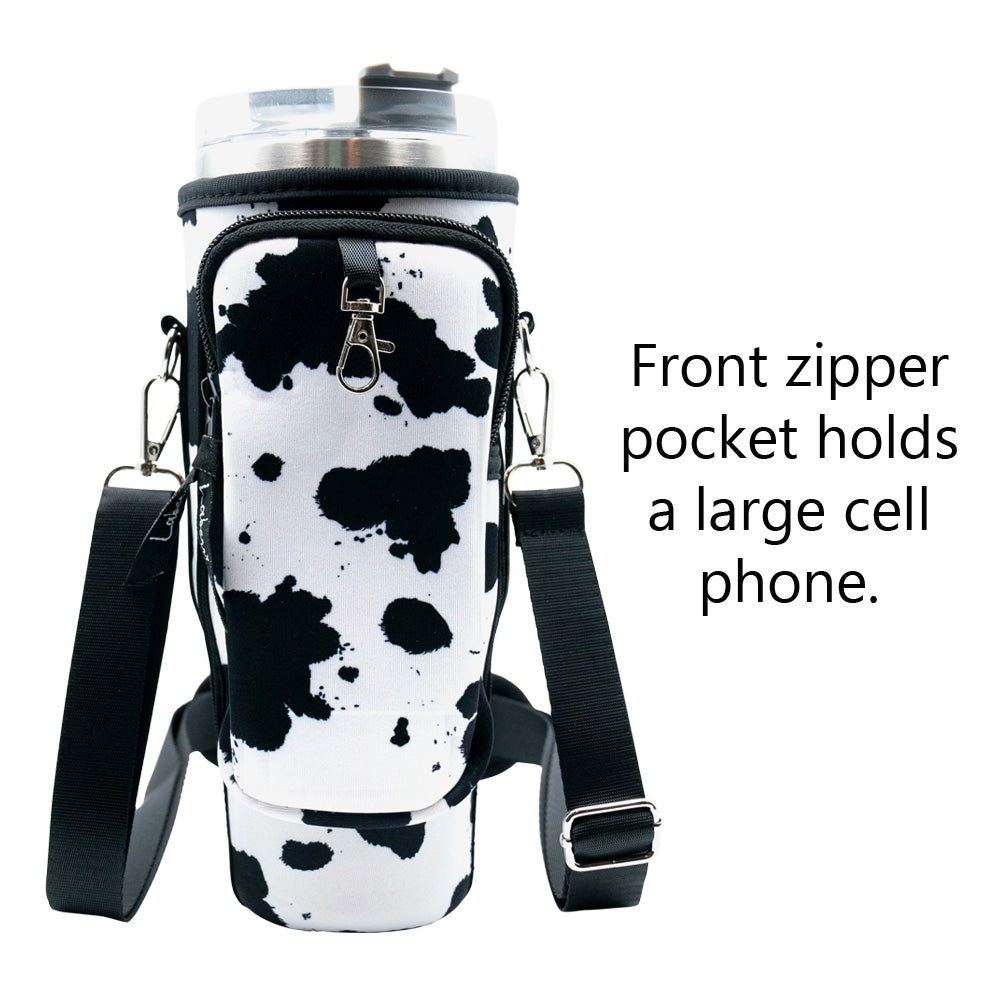 Crossbody 40 oz Tumbler" Handle" Bag - Cow