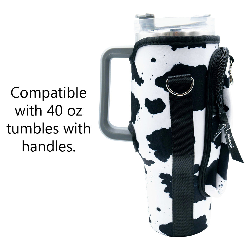 Crossbody 40 oz Tumbler" Handle" Bag - Cow