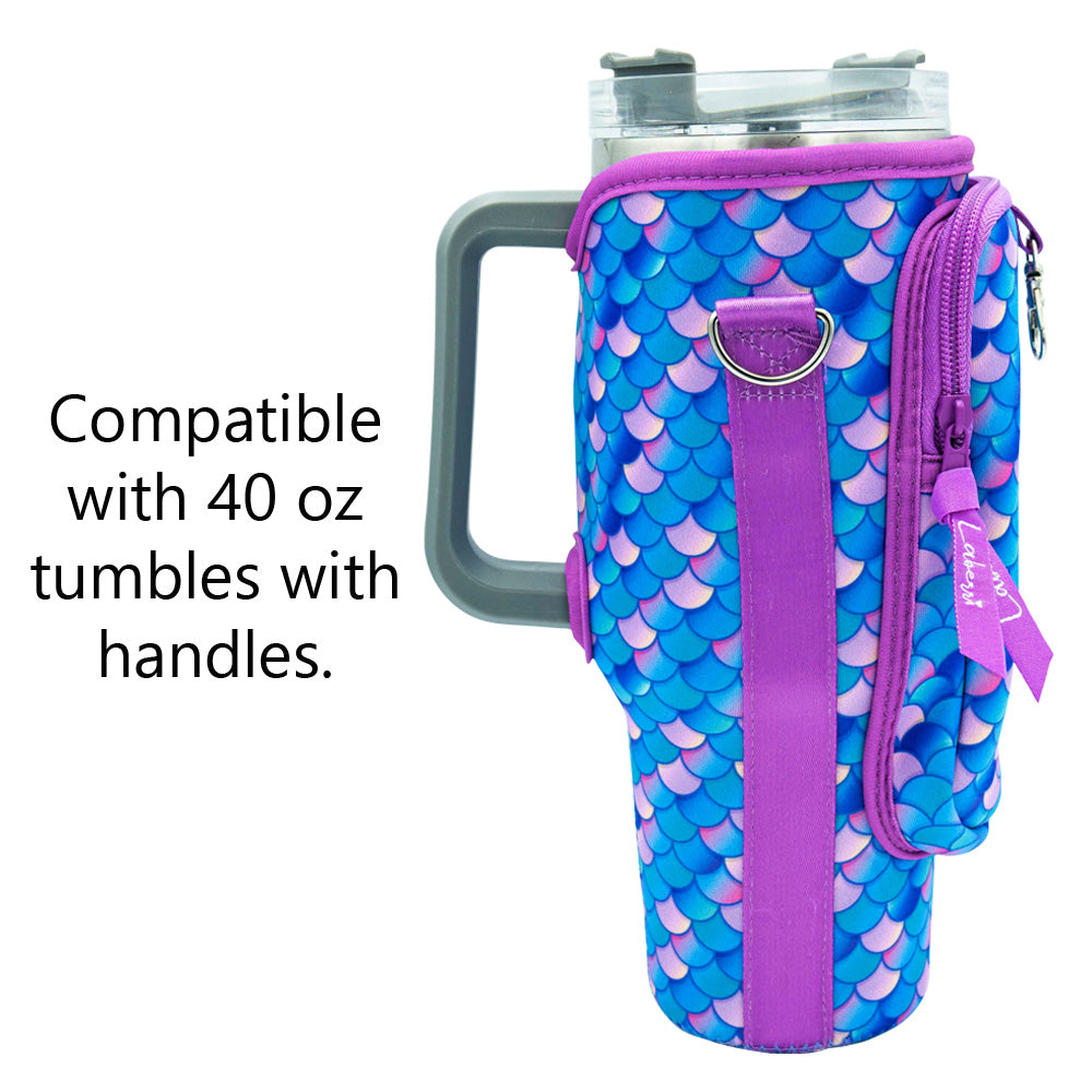 Crossbody 40 oz Tumbler" Handle" Bag - Mermaid