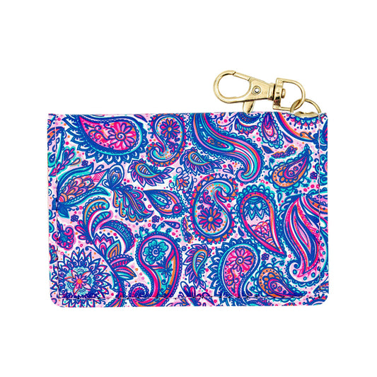 Slim ID Wallet Keychain for Women - Paisley