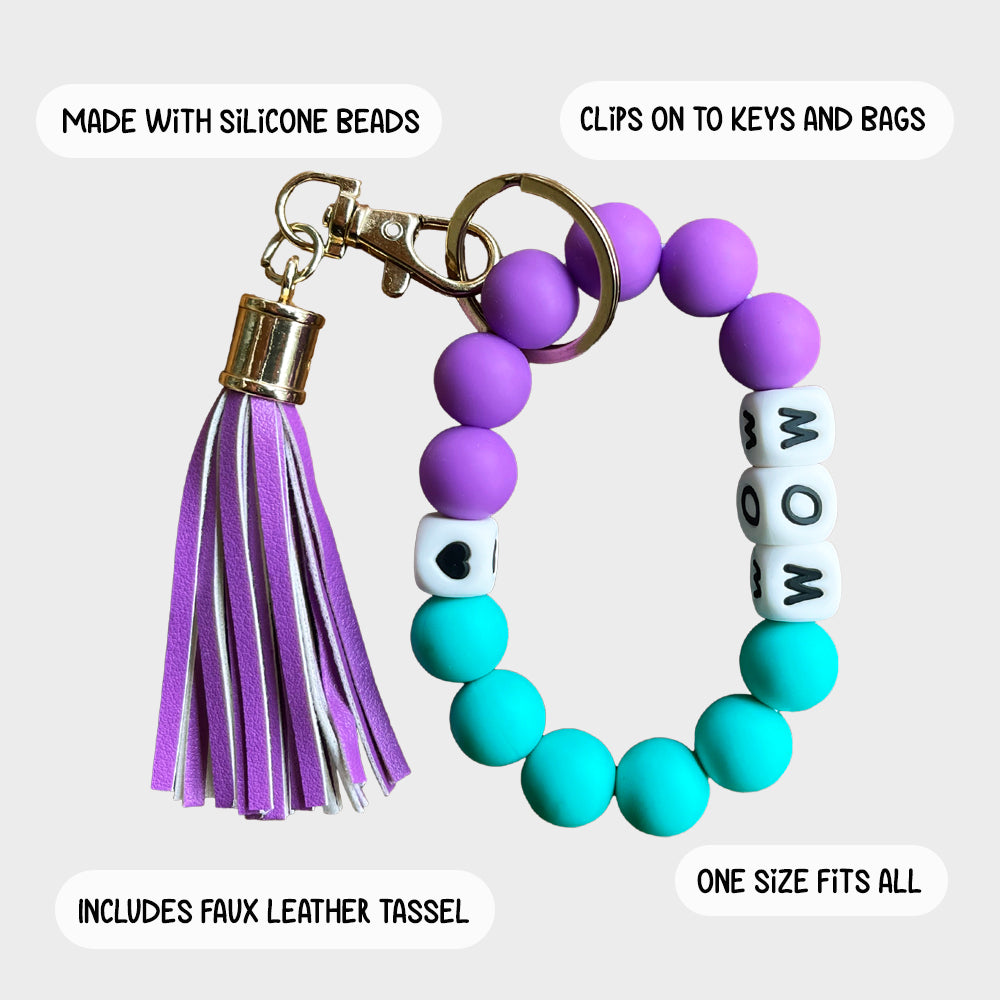 Silicone Bracelet Keychain Wristlet - Mom