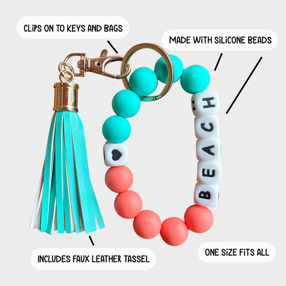 Silicone Bracelet Keychain Wristlet - Beach