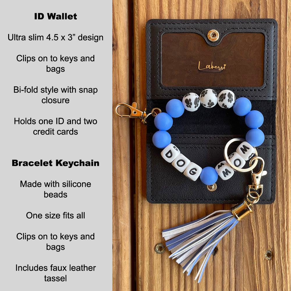 ID Wallet and Bracelet Keychain Set - Dog Mom