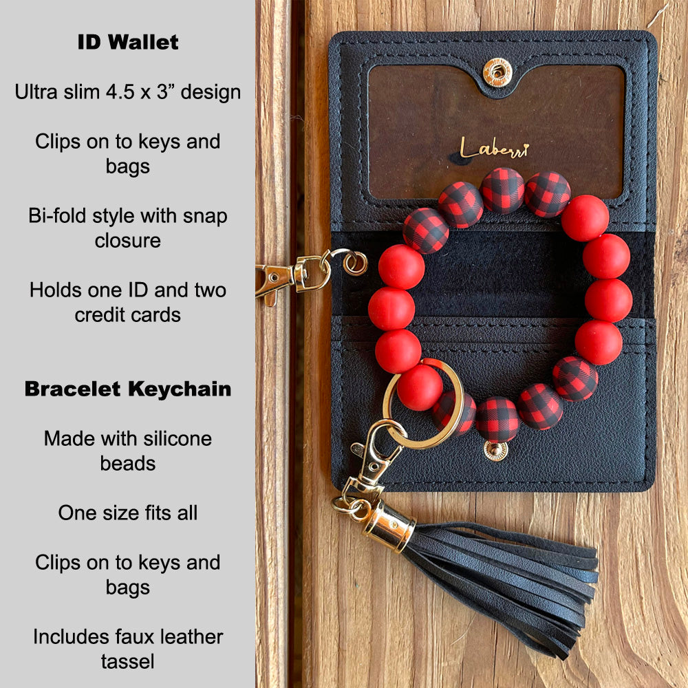 ID Wallet and Bracelet Keychain Set - Buffalo Plaid