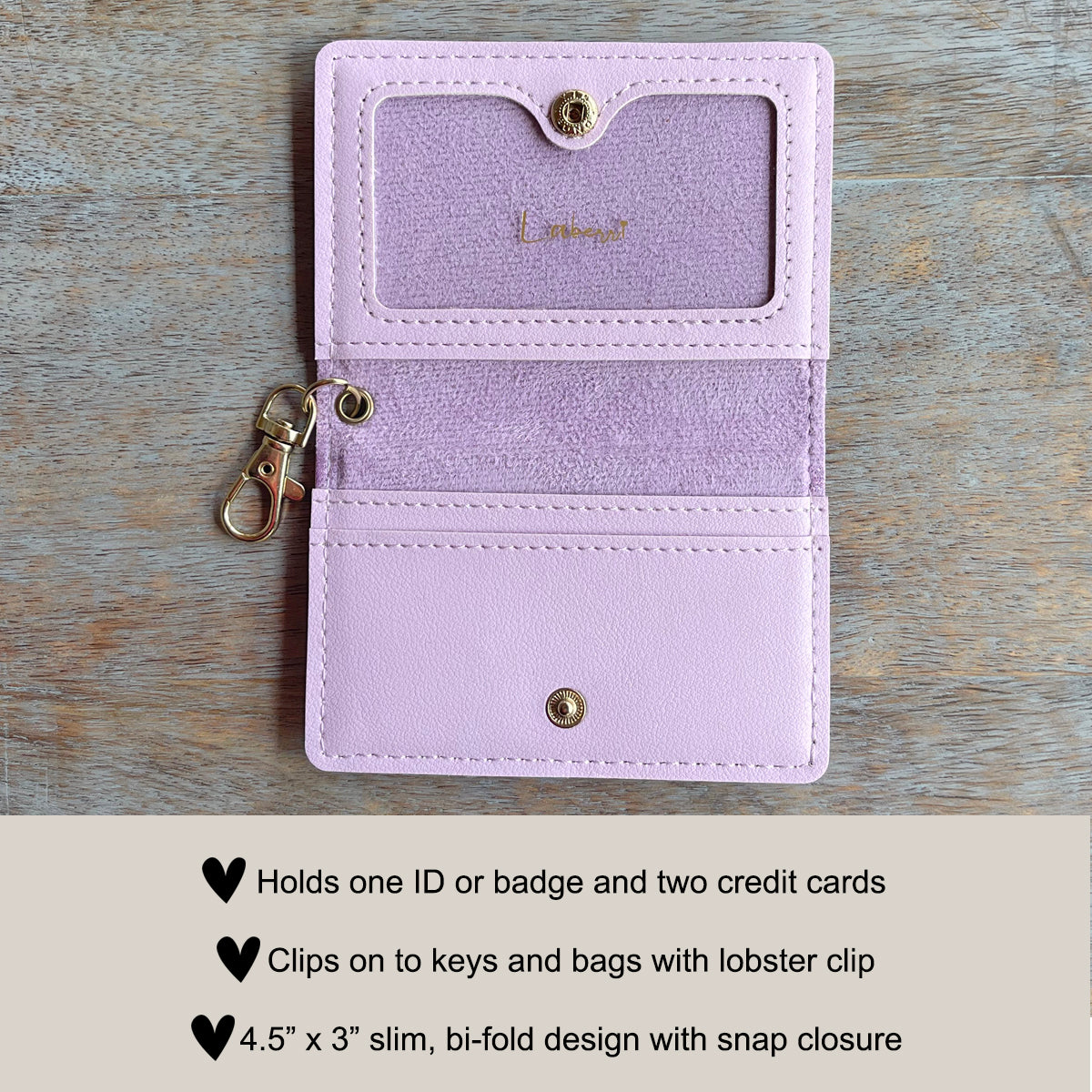 Slim ID Wallet Keychain for Women - Lilac