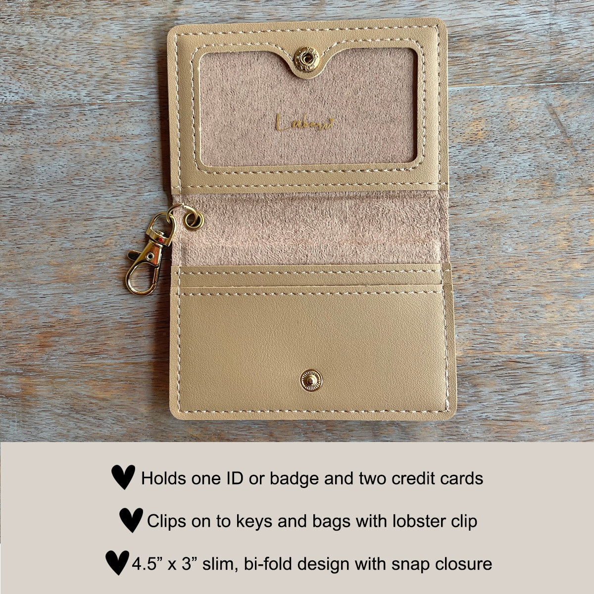 Slim ID Wallet Keychain for Women - Taupe