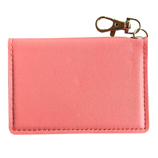 Slim ID Wallet Keychain for Women - Coral