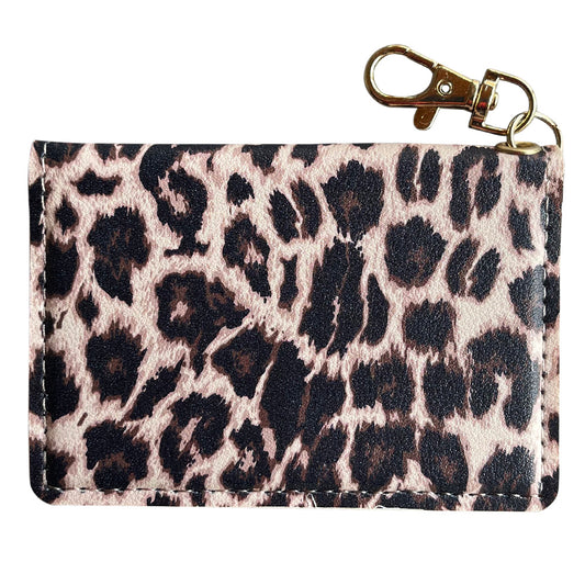 Slim ID Wallet Keychain for Women - Leopard