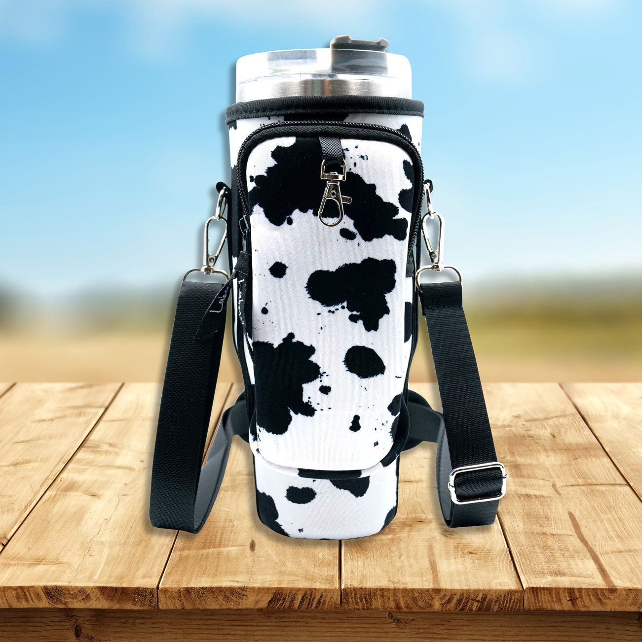 Crossbody 40 oz Tumbler" Handle" Bag - Cow