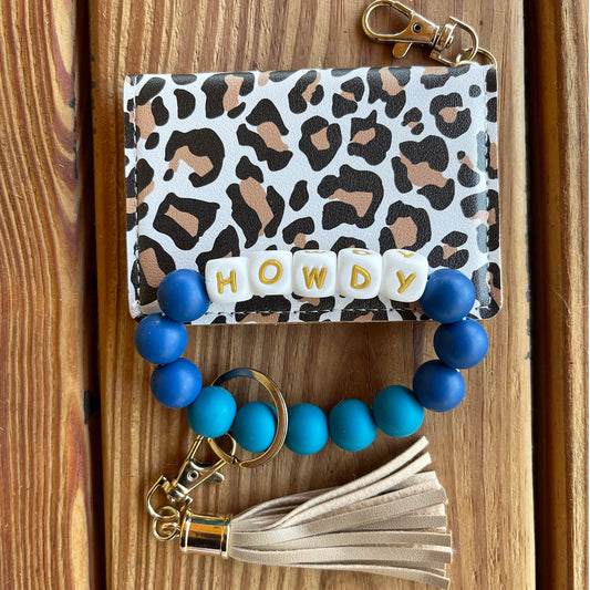 ID Wallet and Bracelet Keychain Set - Howdy Leopard