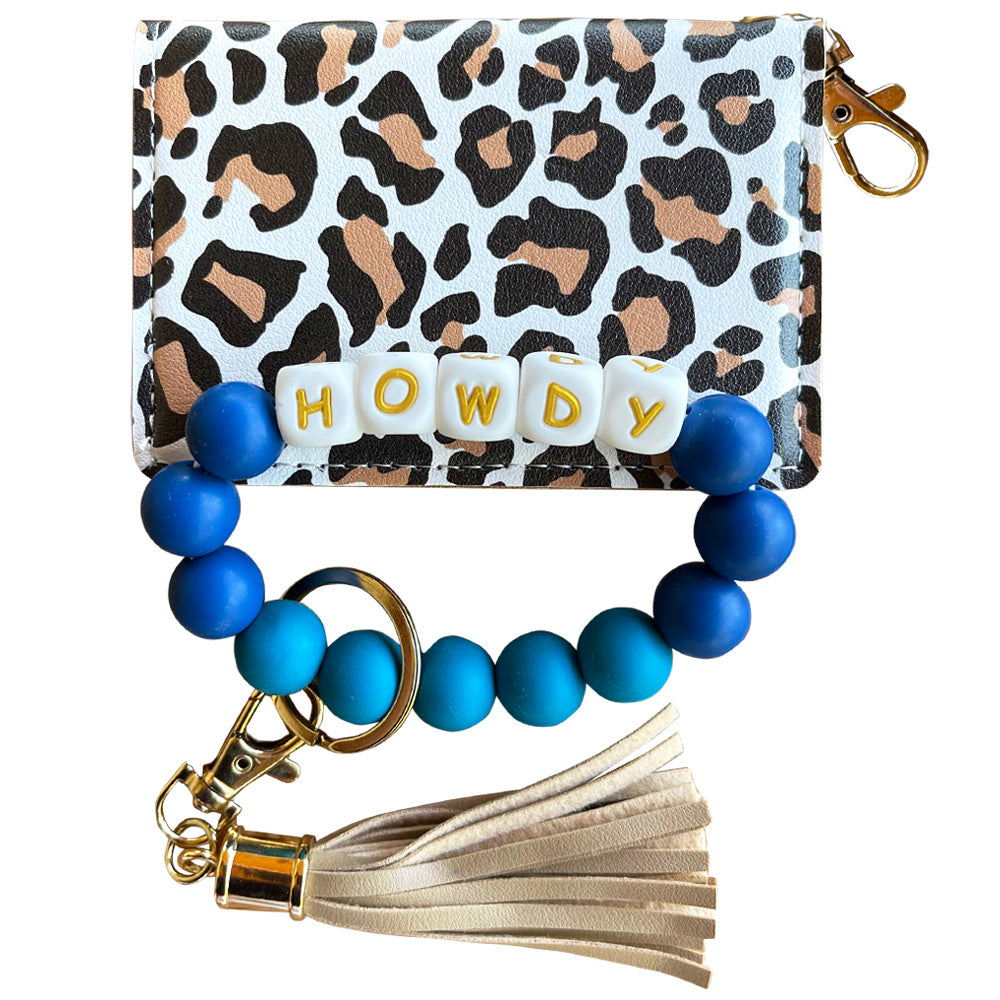 ID Wallet and Bracelet Keychain Set - Howdy Leopard