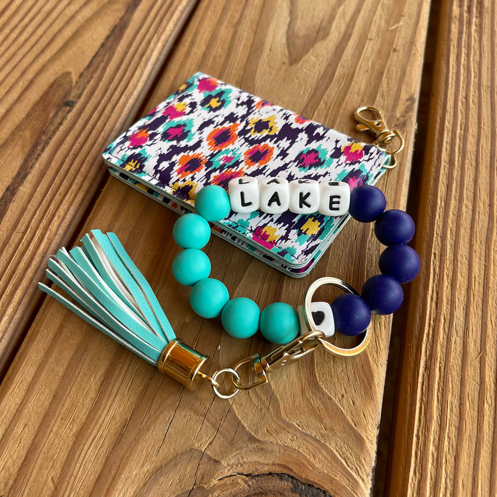 ID Wallet and Bracelet Keychain Set - Lake