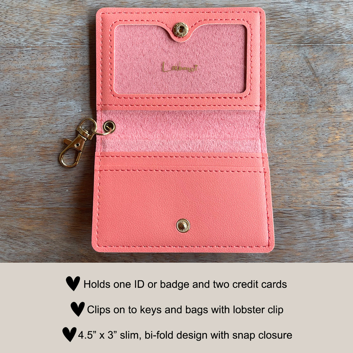 Slim ID Wallet Keychain for Women - Coral