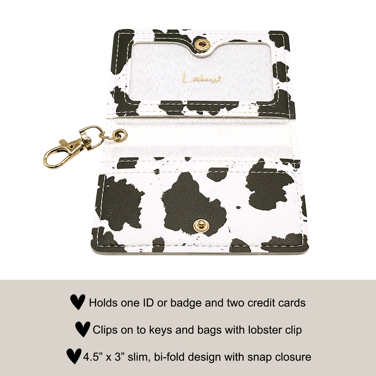 Slim ID Wallet Keychain for Women - Cow