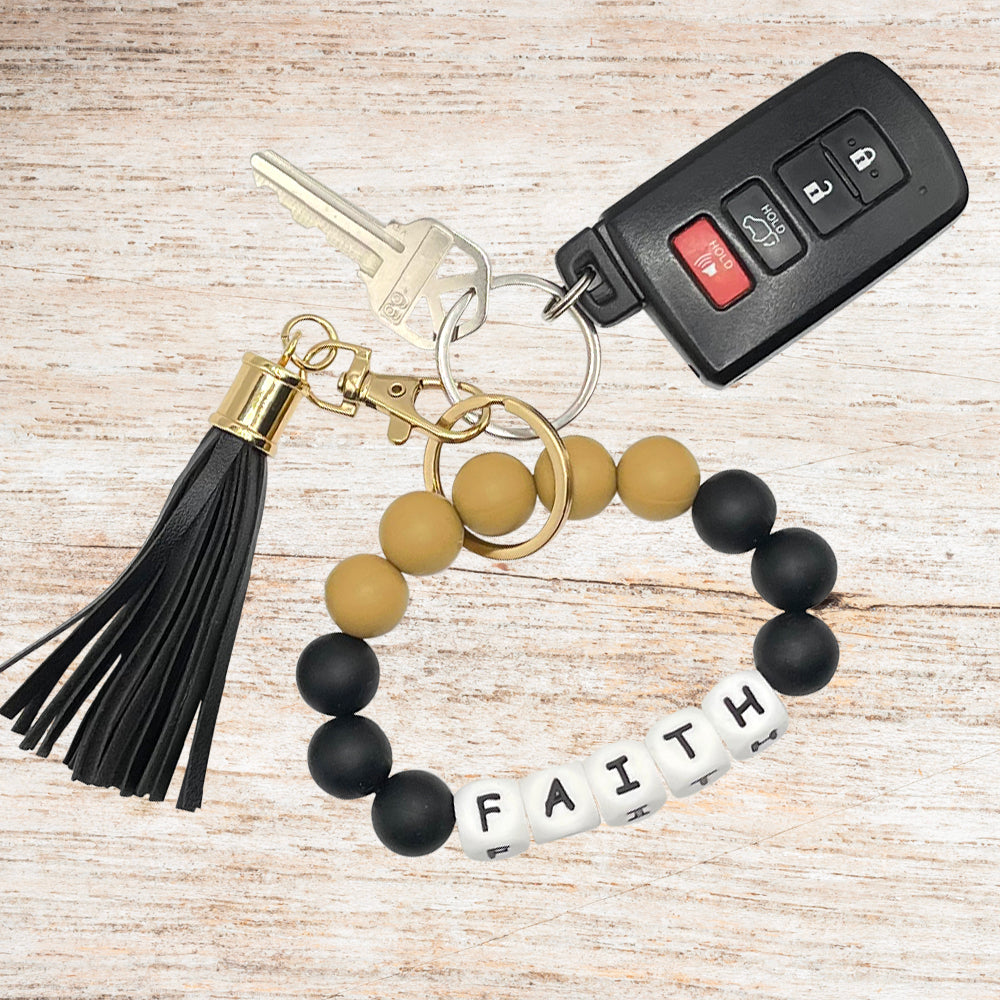 Silicone Bracelet Keychain Wristlet - Faith